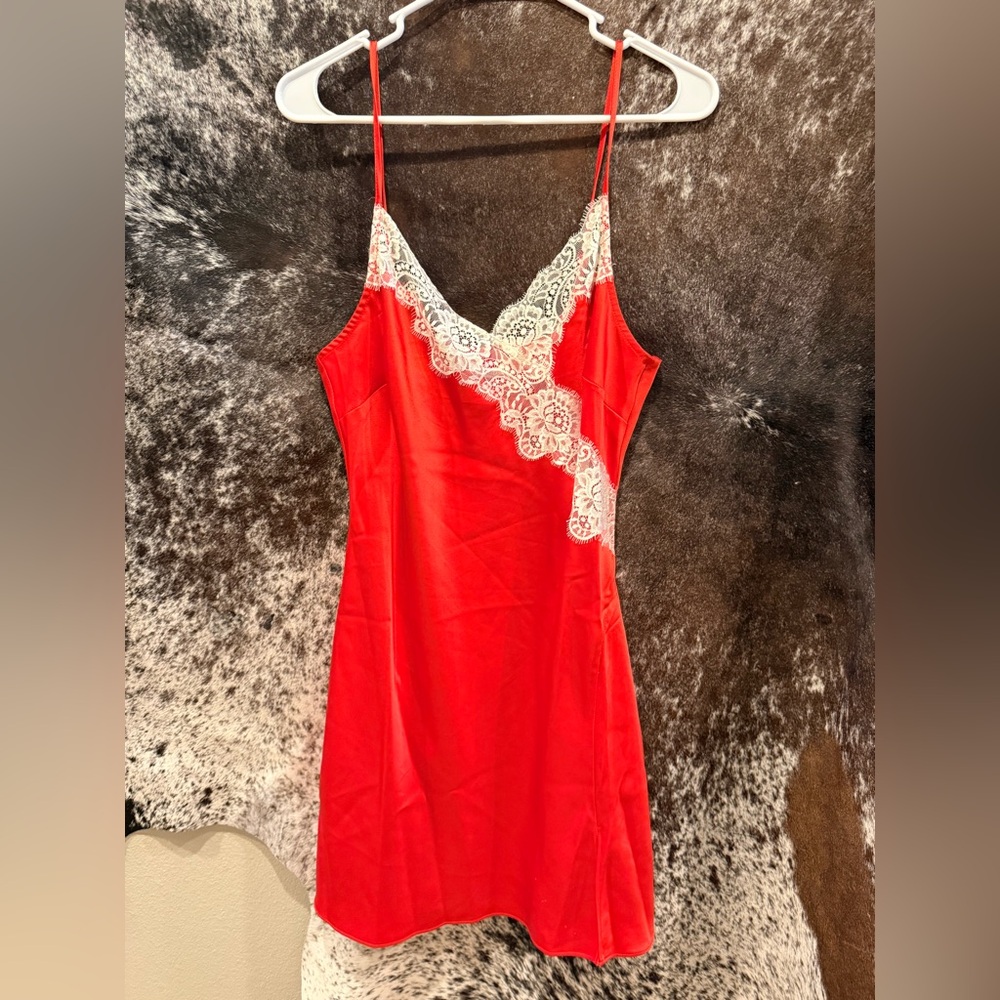 12th Tribe Red Chemise with White Lace